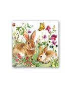Tovaglioli da cocktail multicolori Bunny Meadow (coniglio), confezione da 20, 12,5 x 12,5 cm