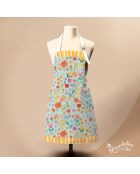 Tablier en coton biologique joli jardin multicolore