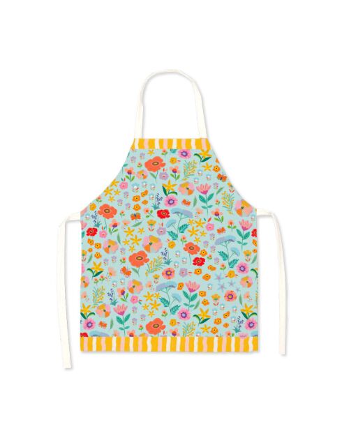 Tablier en coton biologique joli jardin multicolore