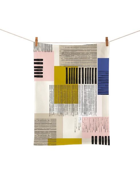 Torchon en coton biologique Stripes on Stripes Chic Mic multicolore - 50x70 cm