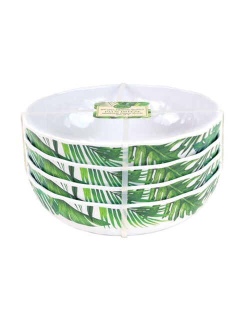 Set de 4 bols céréales en mélamine Palm Breeze vert - 5.10 x 17.80 cm