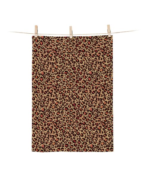 Torchon en coton biologique Léopard multicolore - 50 x 70 cm