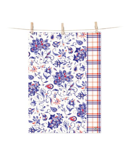 Set di 2 strofinacci coordinati in cotone paisley e plaid multicolore - 51 x 71 cm