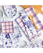Set van 2 bijpassende theedoeken in paisley-katoen en veelkleurige plaid - 51 x 71 cm