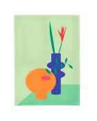 Theedoek van biologisch katoen met grafische stillevens Chic Mic veelkleurig - 50x70 cm