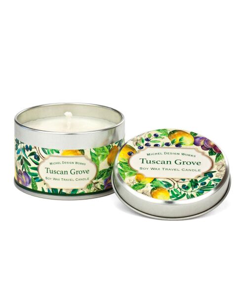 Bougie parfumée en boîte métal Tuscan Grove multicolore - 113g