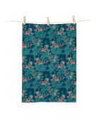 Torchon en coton biologique Paon multicolore - 50 x 70 cm