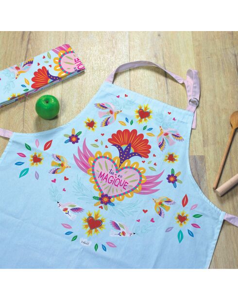 Torchon en coton biologique Tu es magique multicolore - 50 x 70 cm