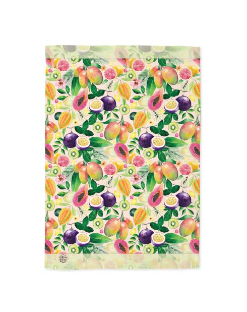 Strofinaccio multicolore in cotone biologico Flamingo Tropico - 50 x 70 cm