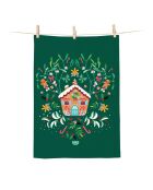Torchon en coton biologique Maison bonbon multicolore - 50 x 70 cm