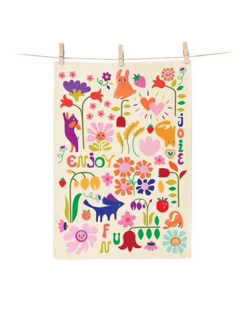 Paño de cocina Enjoy de algodón orgánico multicolor, 50 x 70 cm