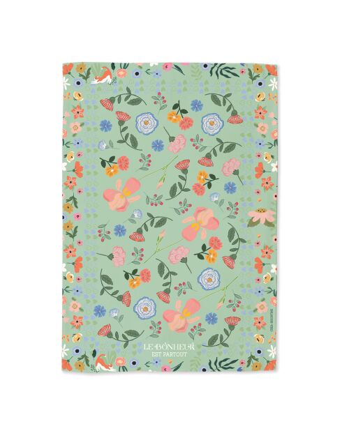 Strofinaccio in cotone biologico Happiness is everywhere (verde) multicolore - 50 x 70 cm