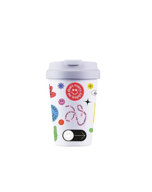Don't Worry Bioloco Plant Easy Cup - Tazza da viaggio multicolore, 350 ml