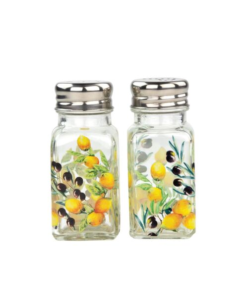 Set salière et poivrière en verre Tuscan Grove multicolore - 10.20 x 4.40 x 4.40 cm
