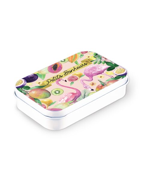 Boîte rectangulaire en métal Flamingo Tropico (petits bonheurs) multicolore - 2,2 x 8,5 x 11,5 cm
