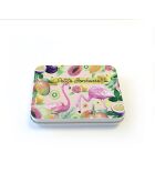 Flamingo Tropico (small joys) veelkleurige rechthoekige metalen doos - 2,2 x 8,5 x 11,5 cm