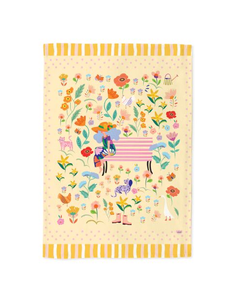 Torchon en coton biologique Joli jardin multicolore - 50 x 70 cm