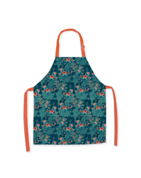 Tablier en coton biologique paon vert