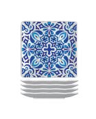 Set 4 piatti quadrati modello piccolo in melamina indigo seas multicolor - 15 x 15 cm