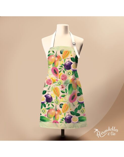Tablier en coton biologique flamingo tropico multicolore
