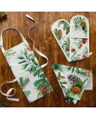 Veelkleurige dubbele ovenhandschoen van wit sparrenhout