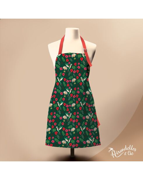 Tablier en coton biologique colibri vert