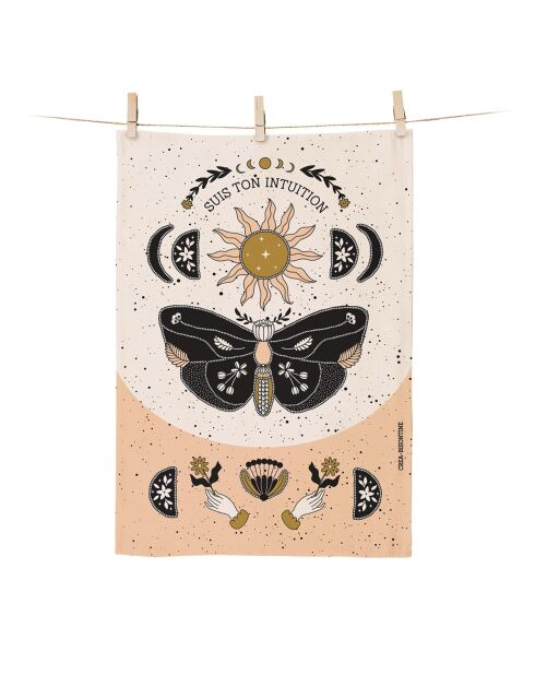 Strofinaccio Follow your intuition in cotone biologico multicolore - 50 x 70 cm