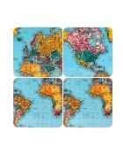 Set de 4 dessous de verre en liège World Traveller multicolore - 11 x 11 cm