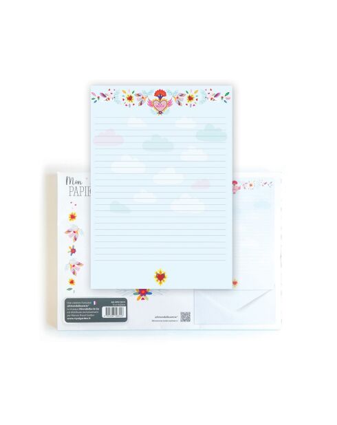 Papel para escribir, 20 hojas y 10 sobres «Eres mágico», multicolor, 21 x 29,7 cm