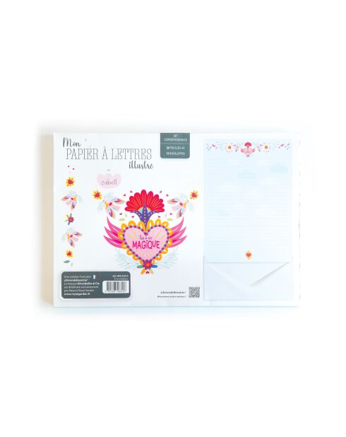 Papier à lettres 20 feuilles et 10 enveloppes Tu es magique multicolore - 21 x 29,7 cm