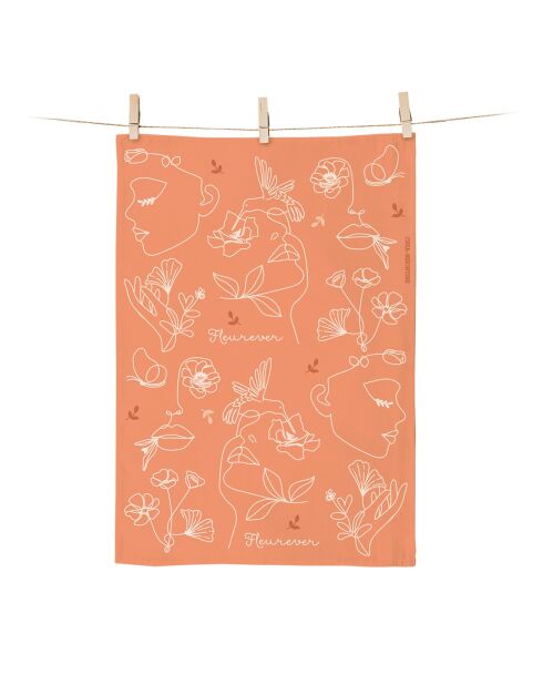 Torchon en coton biologique Fleurever multicolore - 50 x 70 cm