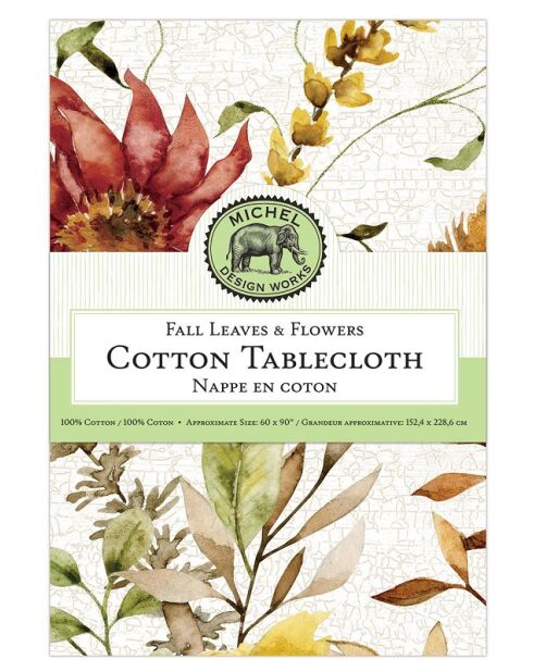 Tovaglia rettangolare multicolore in cotone Fall Leaves & Flowers - 228 x 152 cm
