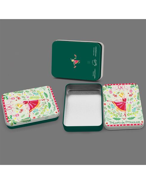 Boîte rectangulaire en métal Magie de Noël (trésors de princesse) multicolore - 2,2 x 8,5 x 11,5 cm