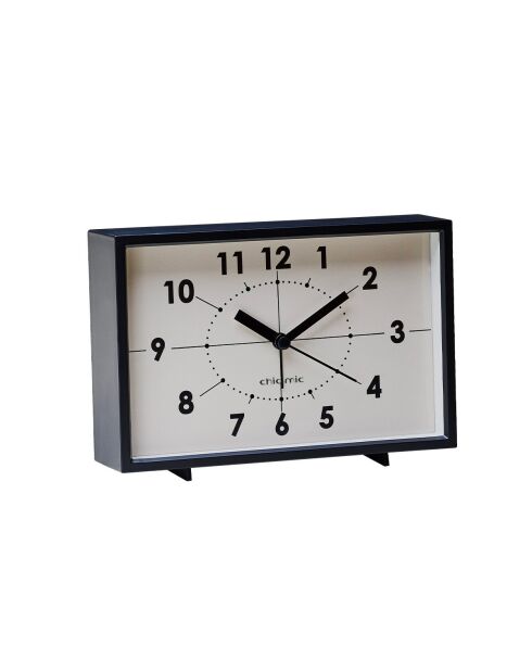 Réveil vintage lumineux rectangulaire Classic Chic Mic noir - 10,5 x 4,5 x 16 cm