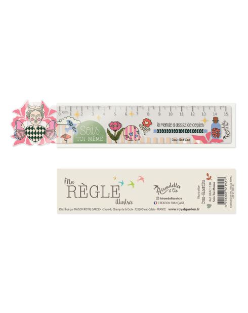 Regla ilustrada teñida Galerie des Songes (Sé tú mismo multicolor) - D.15 cm