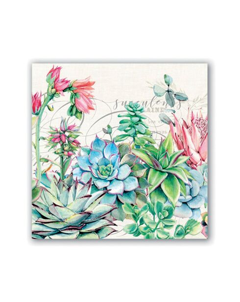Confezione da 20 tovaglioli da cocktail multicolori Pink Cactus - 12,5 x 12,5 cm