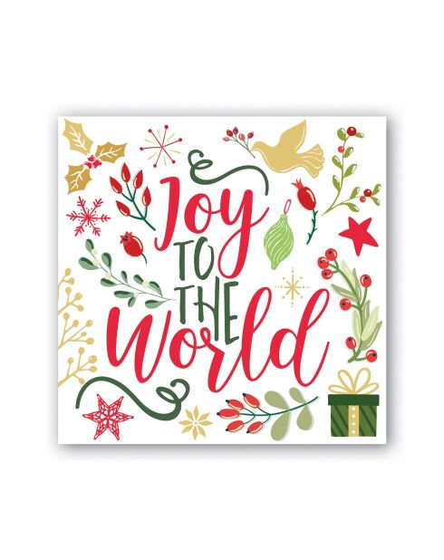 Confezione da 20 tovaglioli quadrati Joy to the World multicolori - 16,5 x 16,5 cm