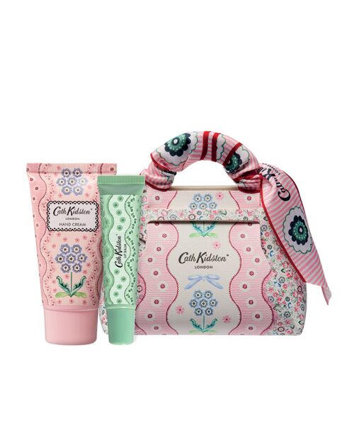 Crema de manos con bolsa de piel vegana, bálsamo para manos, bálsamo labial Cath Kidston (Woven Fl) multicolor, 14 x 13 x 7 cm