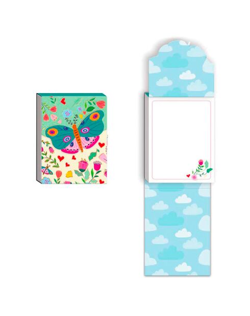 Pocket Carnet de notes A6 aimanté Papillon multicolore - 7,5 x 10 cm