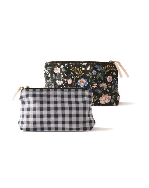 Trousse en coton French Market (Daphné) noire - 12,5 x 6,5 x 23,5 cm