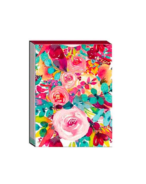 Pocket Carnet de notes A6 aimanté Floral rose multicolore - 7,5 x 10 cm