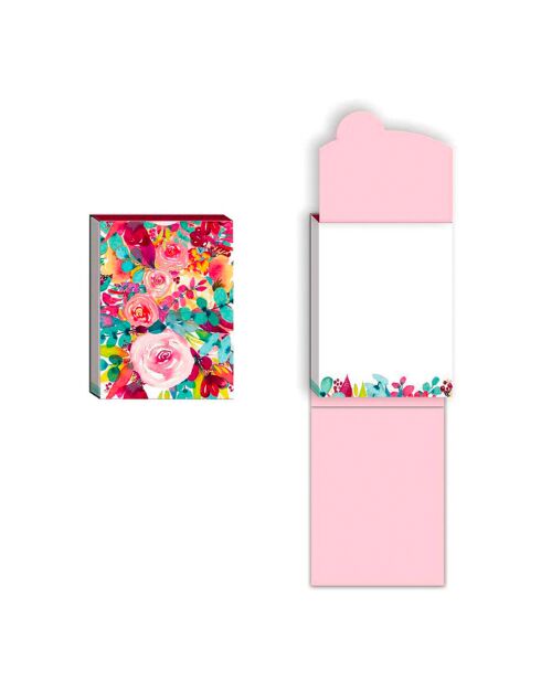 Pocket Carnet de notes A6 aimanté Floral rose multicolore - 7,5 x 10 cm