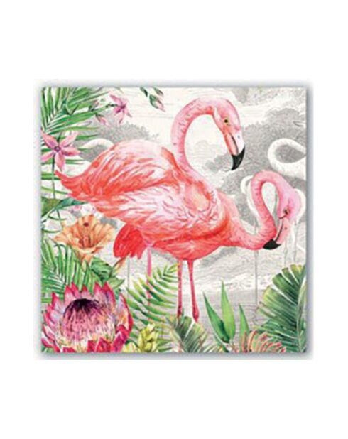 Confezione da 20 tovaglioli da cocktail multicolori Flamingo - 12,5 x 12,5 cm