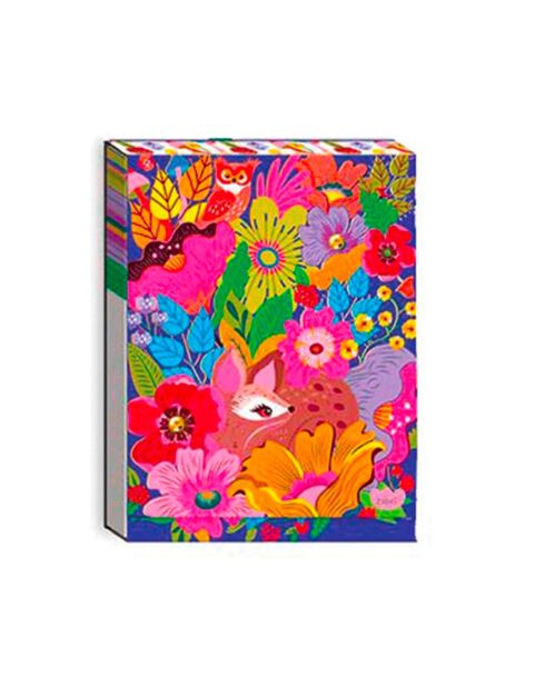 Pocket Carnet de notes A6 aimanté Forêt florale multicolore - 7,5 x 10 cm