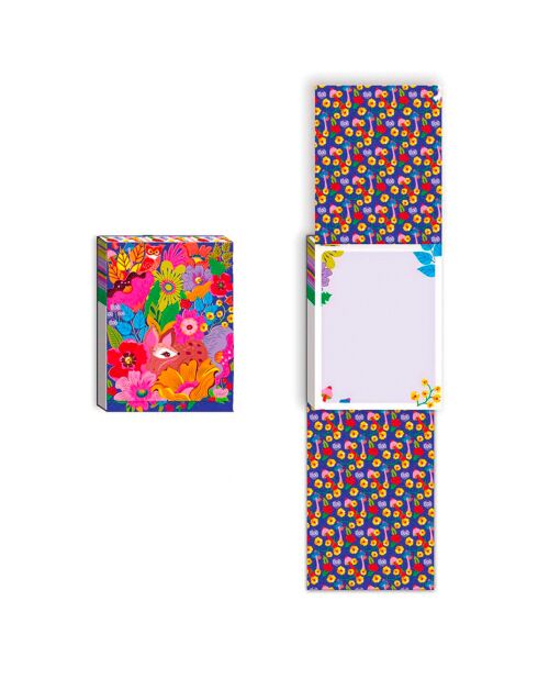 Pocket Carnet de notes A6 aimanté Forêt florale multicolore - 7,5 x 10 cm