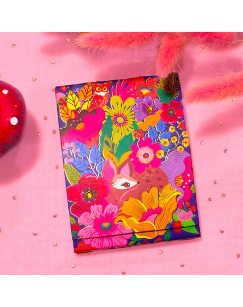 Pocket Carnet de notes A6 aimanté Forêt florale multicolore - 7,5 x 10 cm