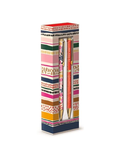 Set de 2 bolígrafos Modern Mom (rayas) multicolores, 18 x 3 x 5,5 cm