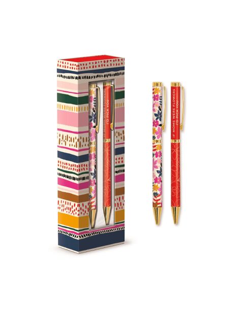 Set de 2 bolígrafos Modern Mom (rayas) multicolores, 18 x 3 x 5,5 cm