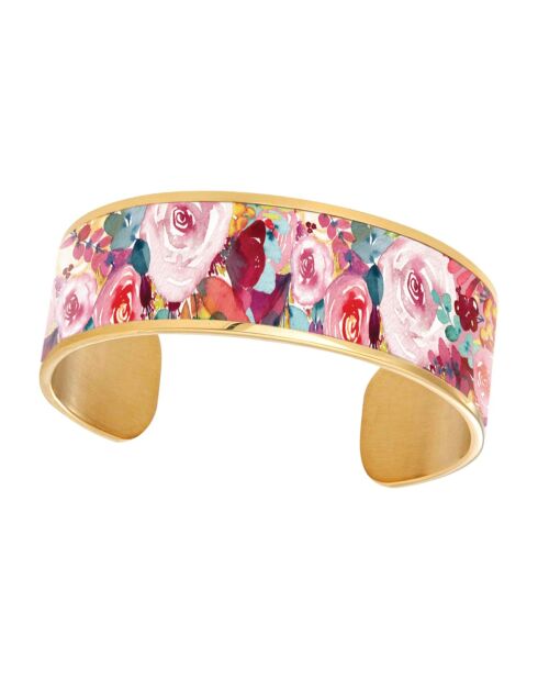 Bracelet manchette floral rose multicolore - D.20 mm