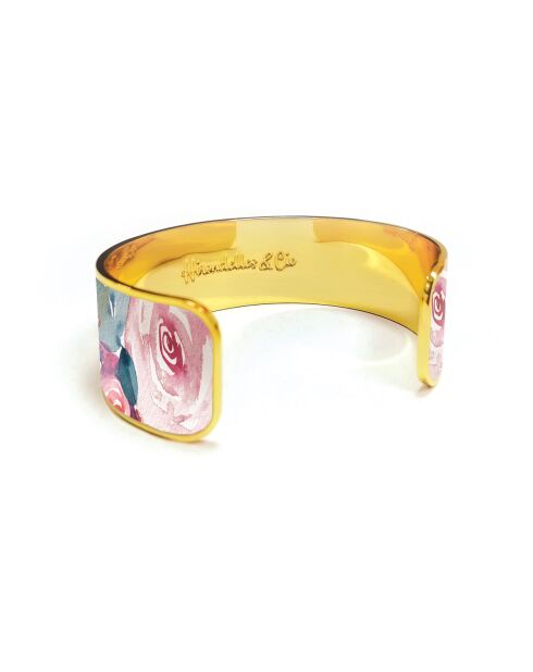 Bracelet manchette floral rose multicolore - D.20 mm